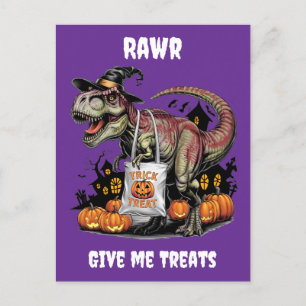 Postal lindo trex morado con brujas gorra personalizado