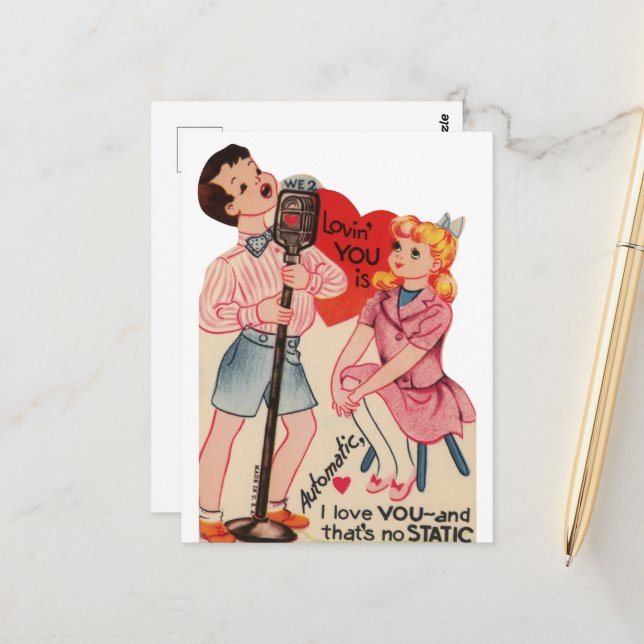 Postal lindo vintage Valentine static (Anverso/Reverso In Situ)