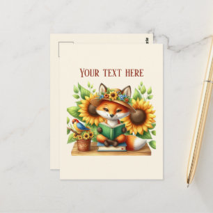Postal Lindo zorro leyendo personalizable