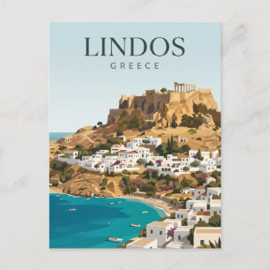 Postal Lindos Acrópolis Grecia