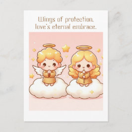 Postal Lindos angelitos guardianes dorados