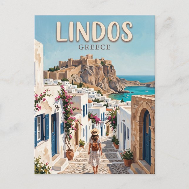 Postal Lindos Grecia (Anverso)