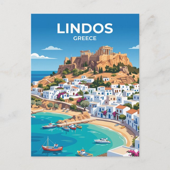 Postal Lindos Grecia (Anverso)