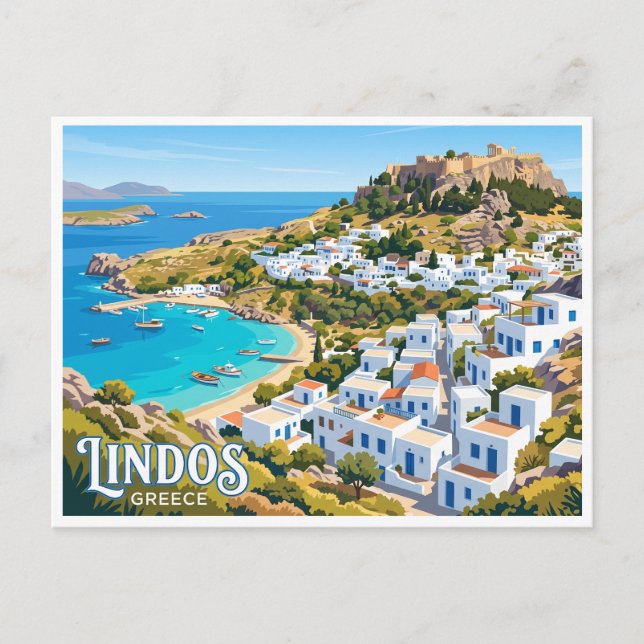 Postal Lindos Grecia (Anverso)