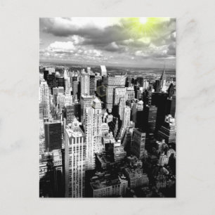 Postal Línea aérea blanca y negra de Nueva York