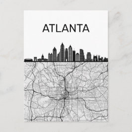 Postal Línea aérea de Atlanta Georgia City con mapa