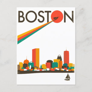 Postal Línea aérea de Boston City Skyline, mamáes de Bost