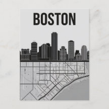 Línea aérea de Boston Massachusetts con mapa