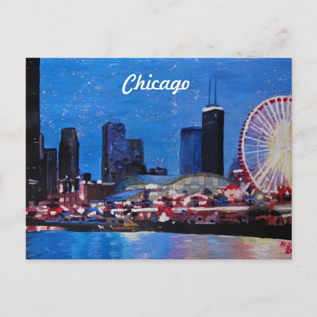 Postal Línea aérea de Chicago con noria (Anverso)