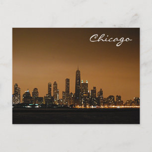 Postal Línea aérea de Chicago en la noche