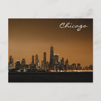 Postal Línea aérea de Chicago en la noche