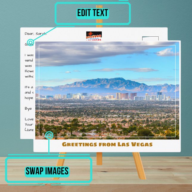 Postal Línea aérea de Las Vegas desde el desierto (Please enjoy our postcard)
