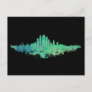 Postal Línea aérea de Los Ángeles City Skyline - Mint Gre