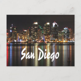 Postal Línea aérea de San Diego en California de noche