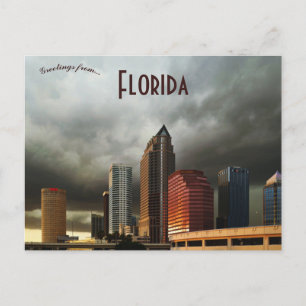 Postal Línea aérea de Tampa Florida en un día nublado