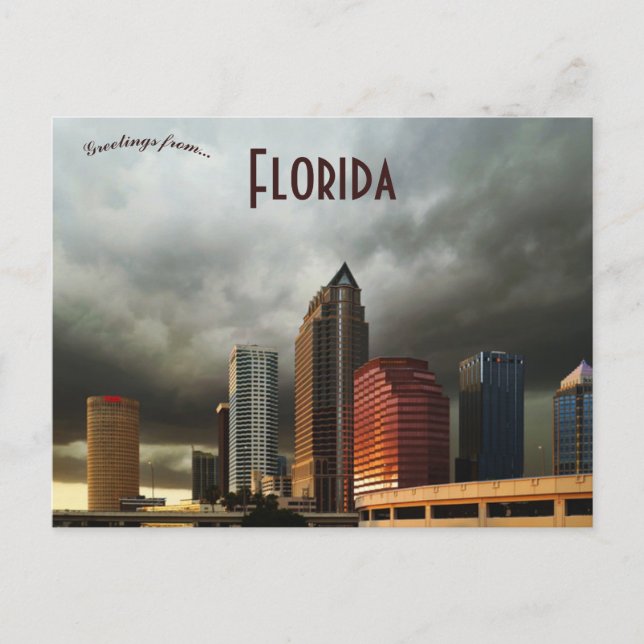 Postal Línea aérea de Tampa Florida en un día nublado (Anverso)