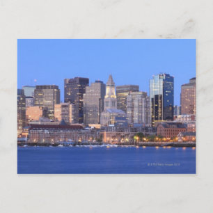 Postal Línea aérea del centro de Boston desde el interior