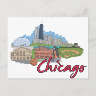 Postal Línea aérea Personalizado de Chicago