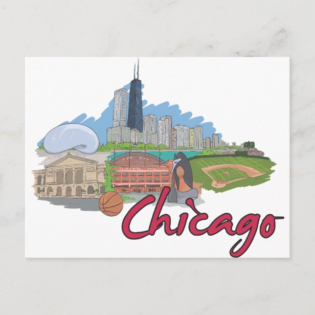 Postal Línea aérea Personalizado de Chicago (Anverso)
