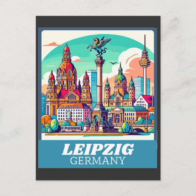 Postal Línea aérea retro Leipzig (Anverso)