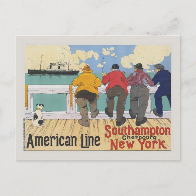 Postal Línea Americana. Afiche de la época de Nueva York  (Anverso)