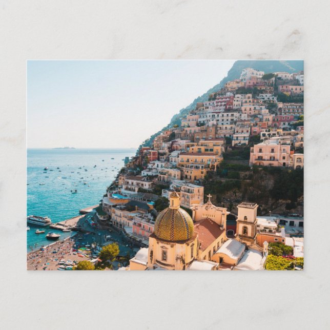 Postal Línea costera | Positano Italia, Aldea Cliffside (Anverso)
