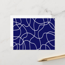 Postal Línea de arte: Blanco sobre azul oscuro