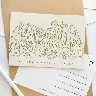 Postal Línea de Arte de Viaje del Parque Nacional Yosemit