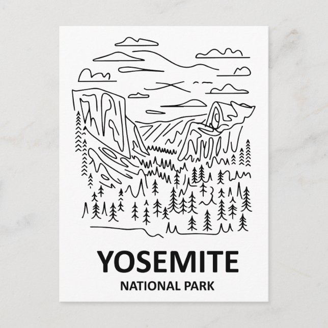 Postal Línea de arte del Parque Nacional Yosemite (Anverso)