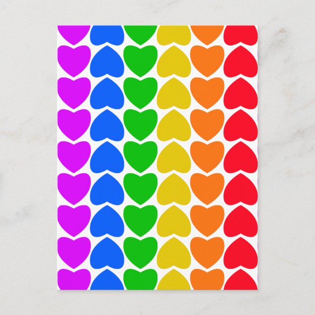Postal Línea de corazón de arcoíris de orgullo (Anverso)