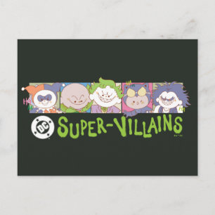 Postal Línea de dibujos animados de supervillanos de DC