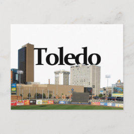 Postal Línea de esquí Toledo Ohio con Toledo en el cielo