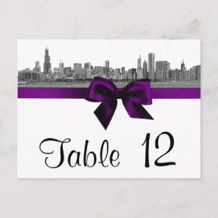 Postal Línea De Esquina De Chicago Etched BW Purple Table