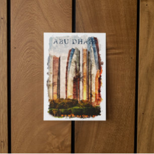 Postal Línea de Skyline de acuarela de los Emiratos Árabe