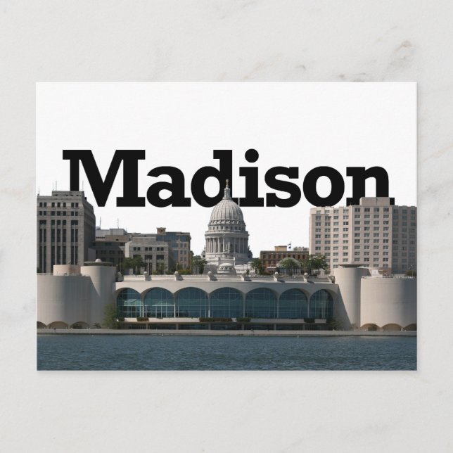 Postal Línea de Skyline Madison Wisconsin con Madison in  (Anverso)