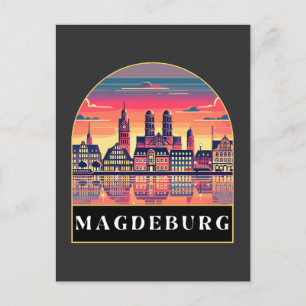 Postal Línea de Skyline Retro Magdeburg