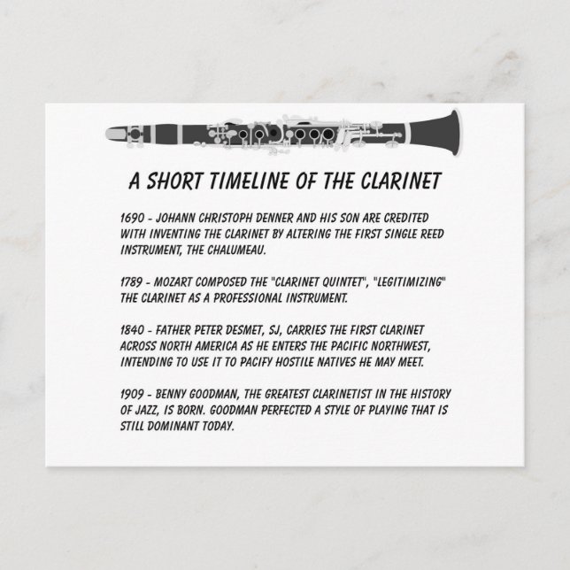 Postal Línea de tiempo Clarinet (Anverso)