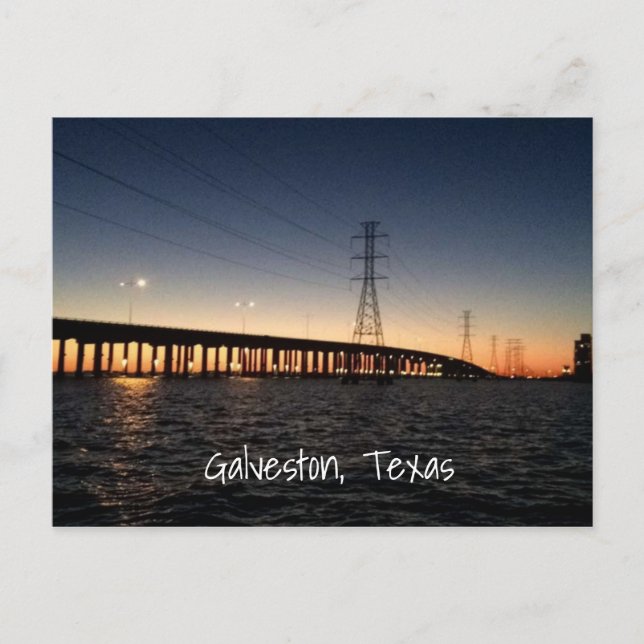 Postal Línea de tiempo nocturno de Galveston (Anverso)