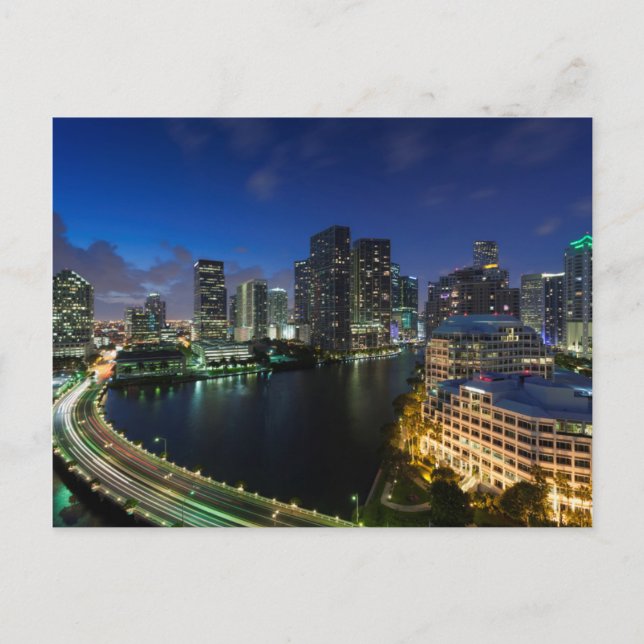 Postal Línea elevada de la ciudad desde Brickell Key (Anverso)