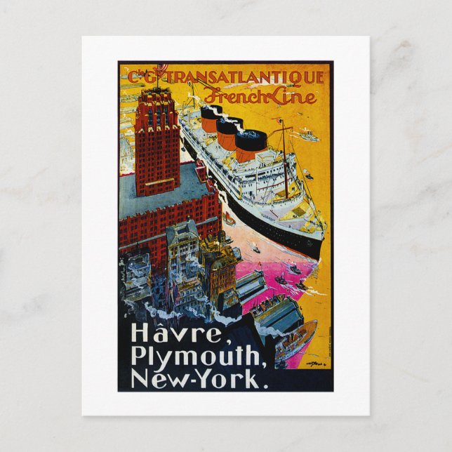 Postal Línea Francesa Transatlántica (Anverso)