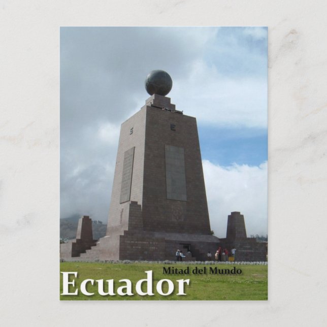 Postal Línea monumento del ecuador de Mitad del Mundo (Anverso)