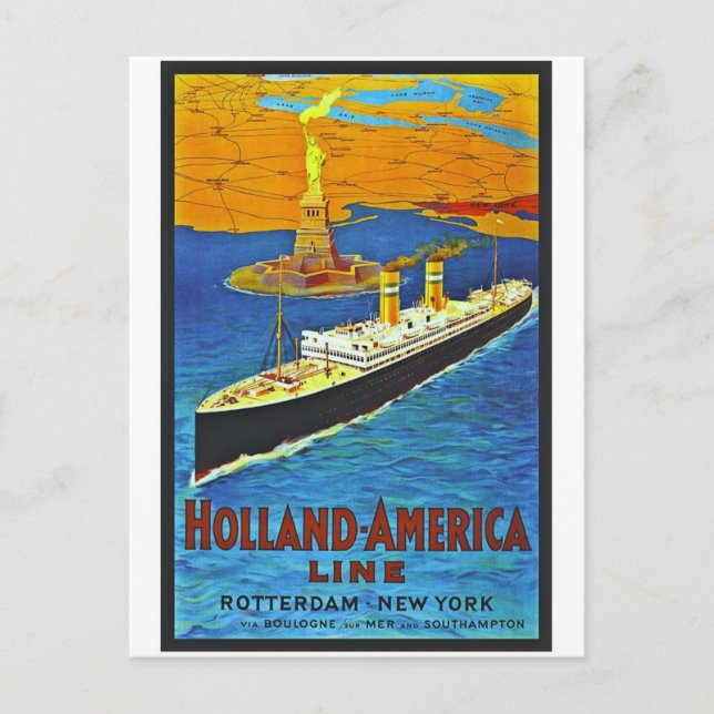 Postal Línea poster de Holanda América del viaje del (Anverso)