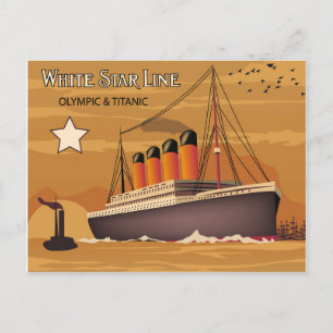 Postal Línea White Star, barco de ultramar Olympic y Tita