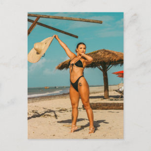 Postal Líneas de bronceado tropical Bikini Girl  Foto Pos