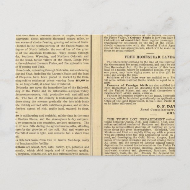 Postal Líneas ferroviarias de la Unión y del Pacífico Cen (Anverso)