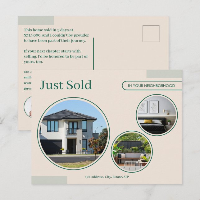 Postal Líneas Finas Acaba de Vender Agente Inmobiliario A (Anverso / Reverso)