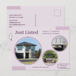 Postal Líneas Finas Agente Inmobiliario Pink Acaba de Lis