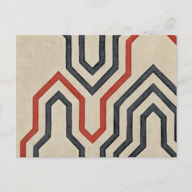 Postal Líneas gráficas azul y naranja (Anverso)