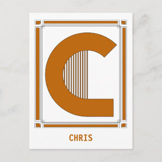 Postal Líneas rectas art deco con monograma, letra C