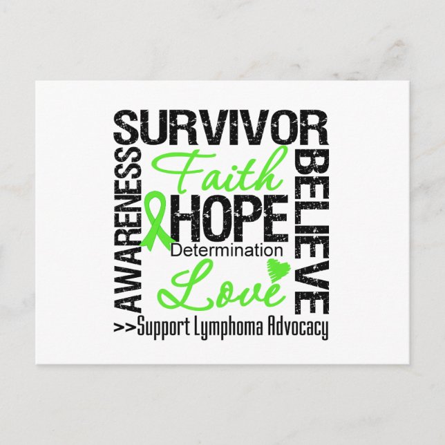 Postal Linfoma Cáncer Sobrevivientes Motto (Anverso)